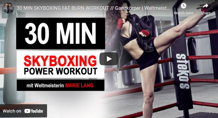 30 MIN SKYBOXING FAT BURN WORKOUT // Ganzkörper I Weltmeisterin Marie Lang